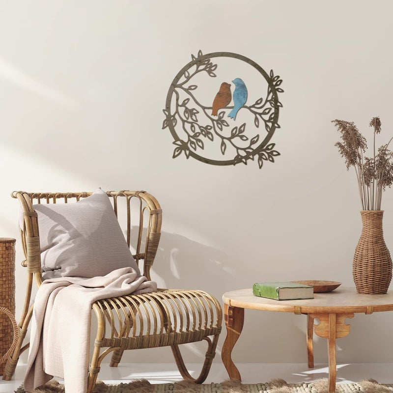 Ferraycle Metal Wall Art Bird on Tree Branch Silhouette Bird Art Decor for Living Room Garden Bedroom Office Home Wall Housewarming Party Decor(Vivid Color) - Image 4